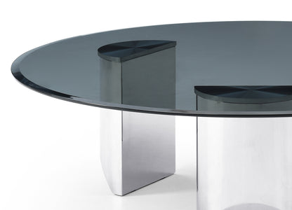 Naomi Coffee Table in Smoke Glass & Polished Stainless Steel by Whiteline Modern Living