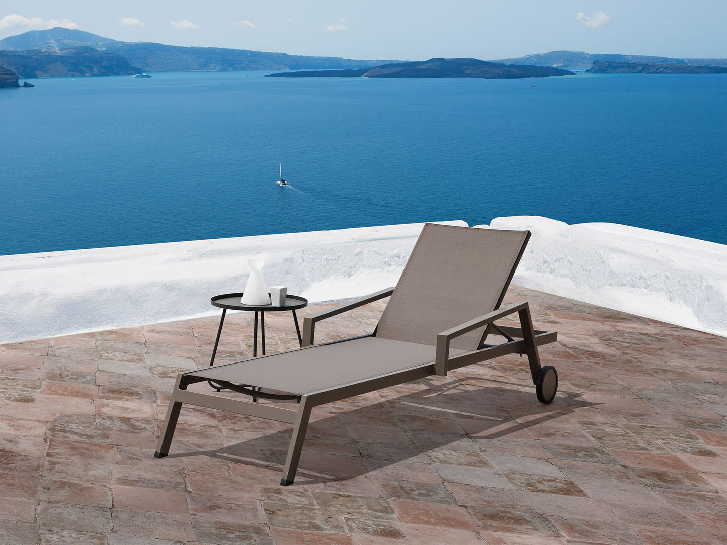 Bondi Outdoor Chaise Lounge in Taupe Texteline & Aluminum (Set of 2) by Whiteline Modern Living