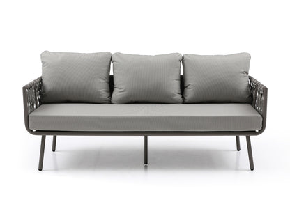 Oasis Indoor Outdoor 4 Piece Sofa Set in Taupe Weave, Fabric & Aluminum by Whiteline Modern Living