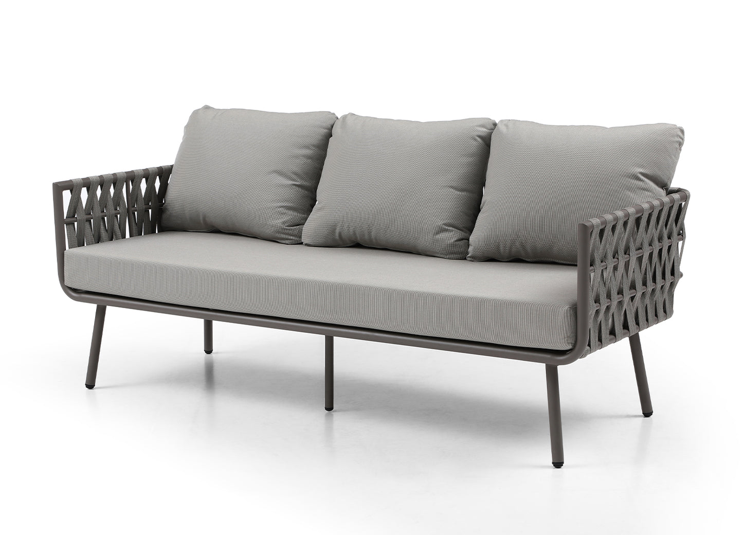 Oasis Indoor Outdoor 4 Piece Sofa Set in Taupe Weave, Fabric & Aluminum by Whiteline Modern Living