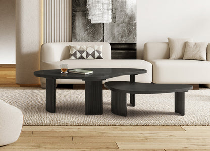 Pam 34" Coffee Table in Black Oak & Matte Black Ribbed Wood by Whiteline Modern Living