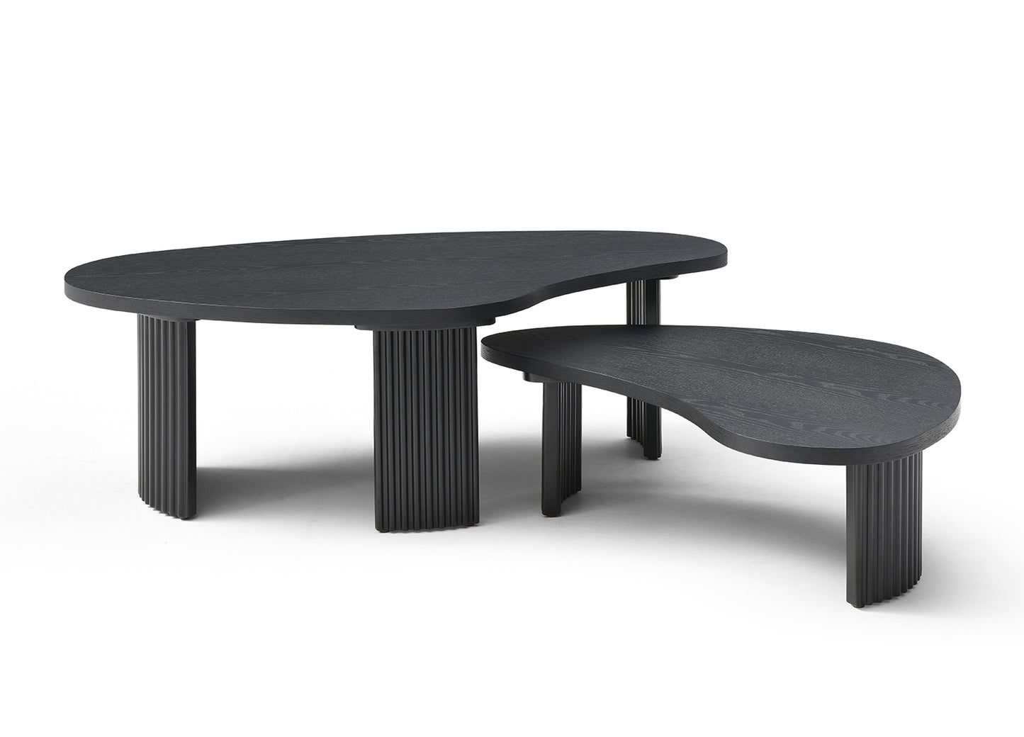 Pam 34" Coffee Table in Black Oak & Matte Black Ribbed Wood by Whiteline Modern Living