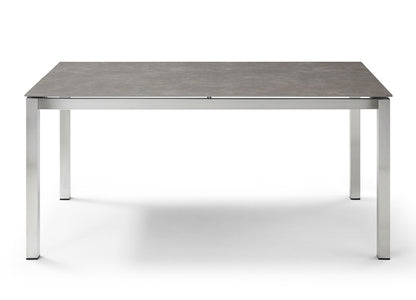 Paola Outdoor 63" Dining Table in Glass, Light Grey Ceramic & Brushed Stainless Steel by Whiteline Modern Living