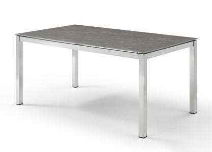 Paola Outdoor 63" Dining Table in Glass, Light Grey Ceramic & Brushed Stainless Steel by Whiteline Modern Living