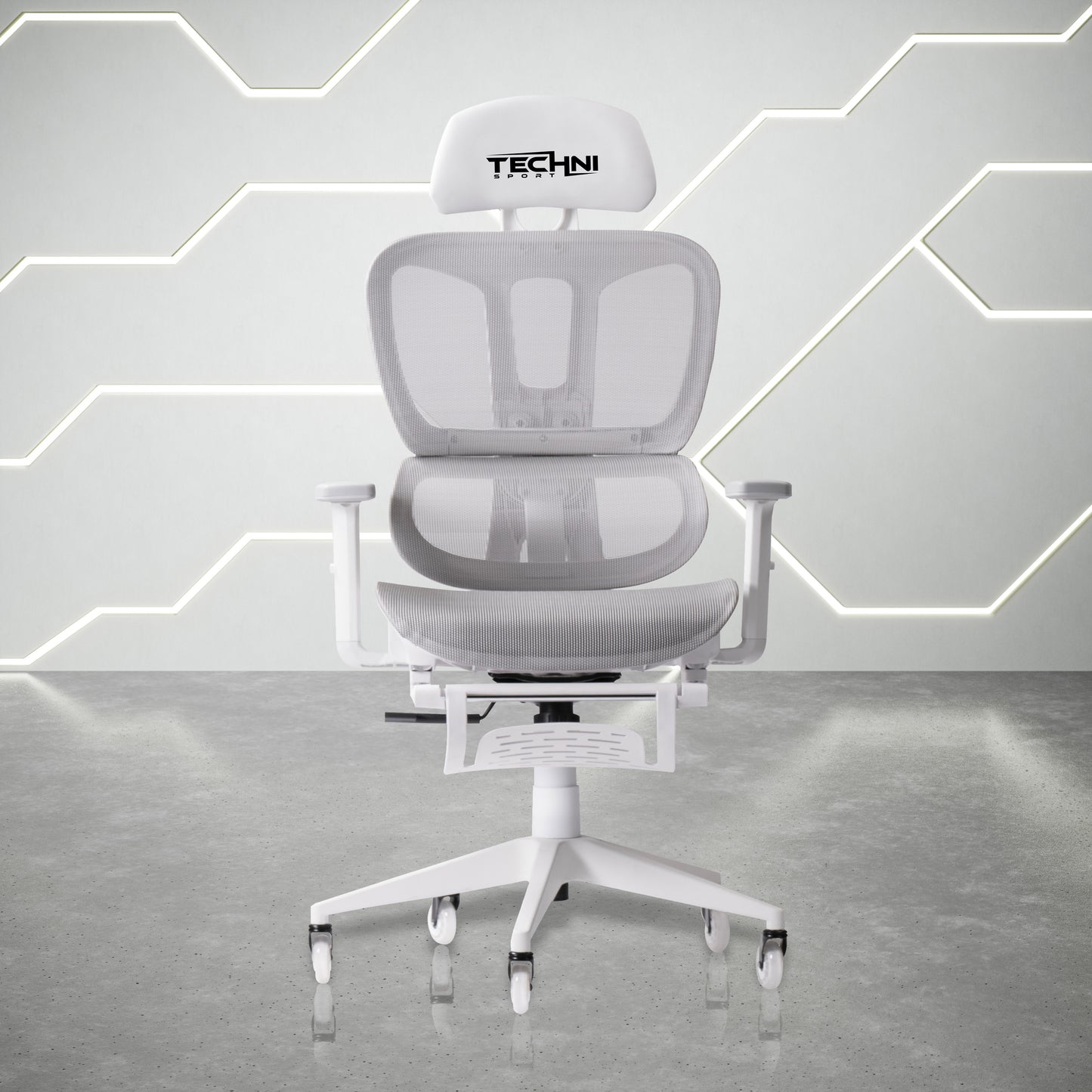 AirFlex2 White Mesh Gaming Chair with Foot Rest