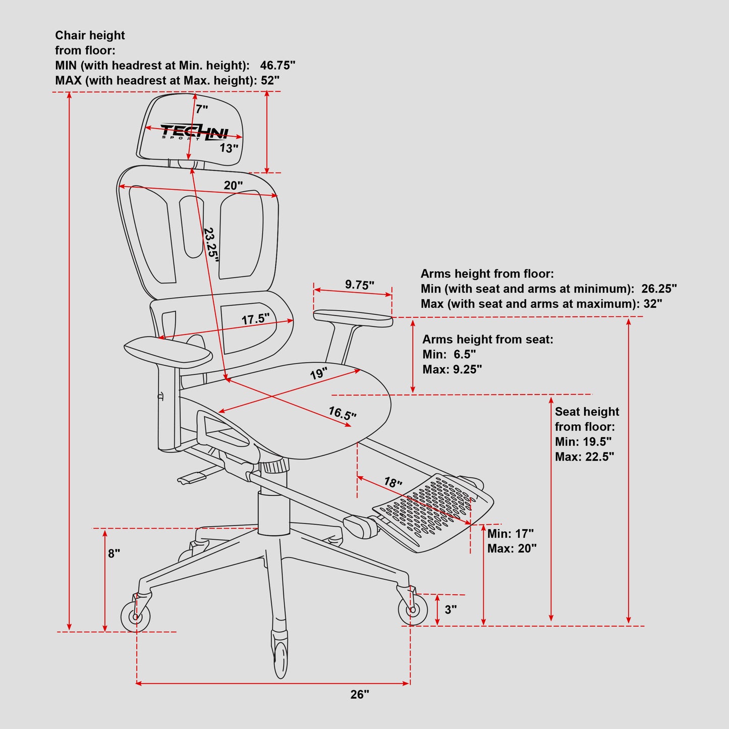 AirFlex2 White Mesh Gaming Chair with Foot Rest