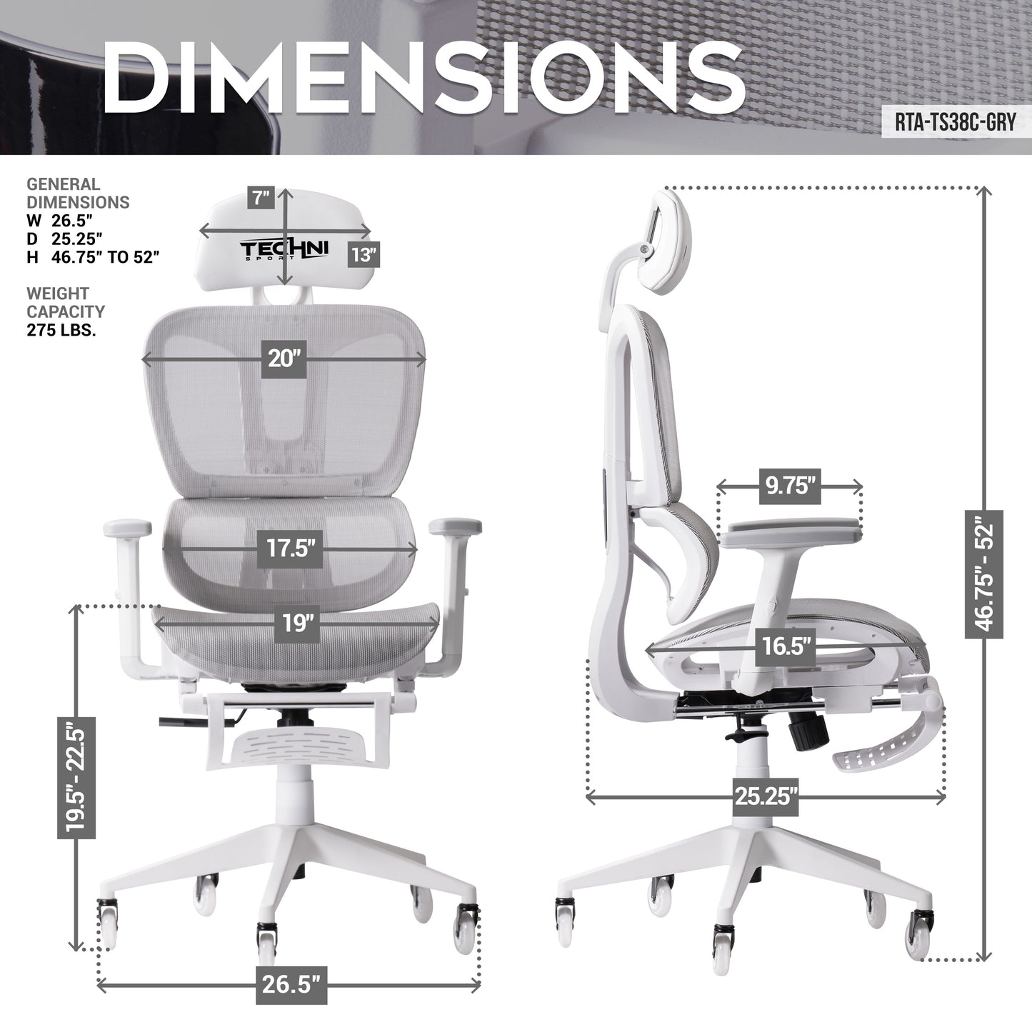 AirFlex2 White Mesh Gaming Chair with Foot Rest