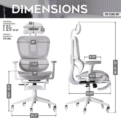 AirFlex2 White Mesh Gaming Chair with Foot Rest