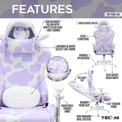 Lavender Cow Gaming Chair