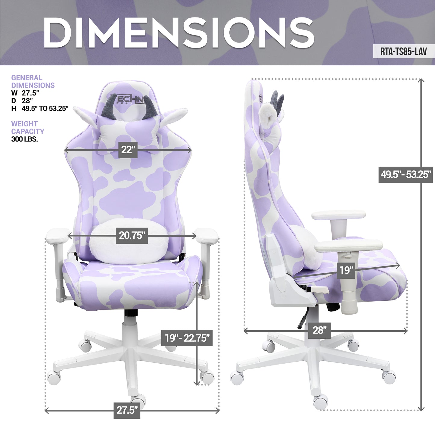 Lavender Cow Gaming Chair