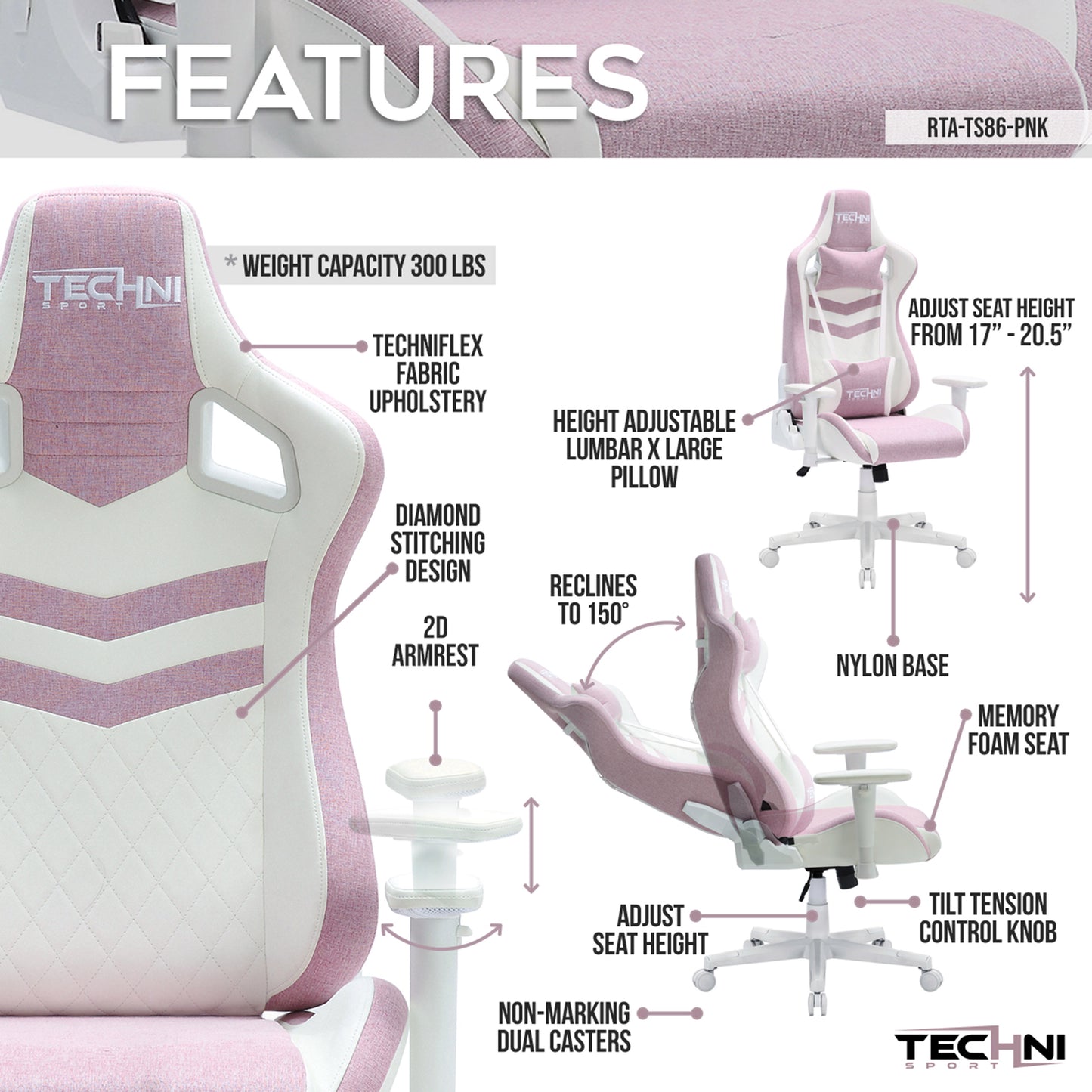 Pastel Pink Gaming Chair