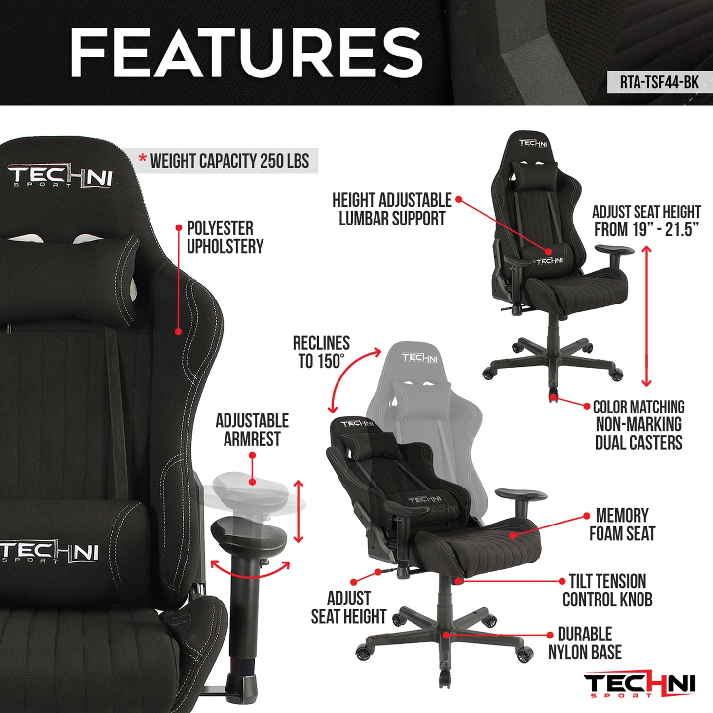 Echo Black Gaming Chair