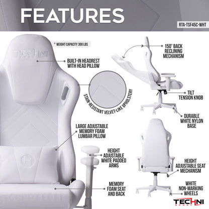 Velvet White Gaming Chair