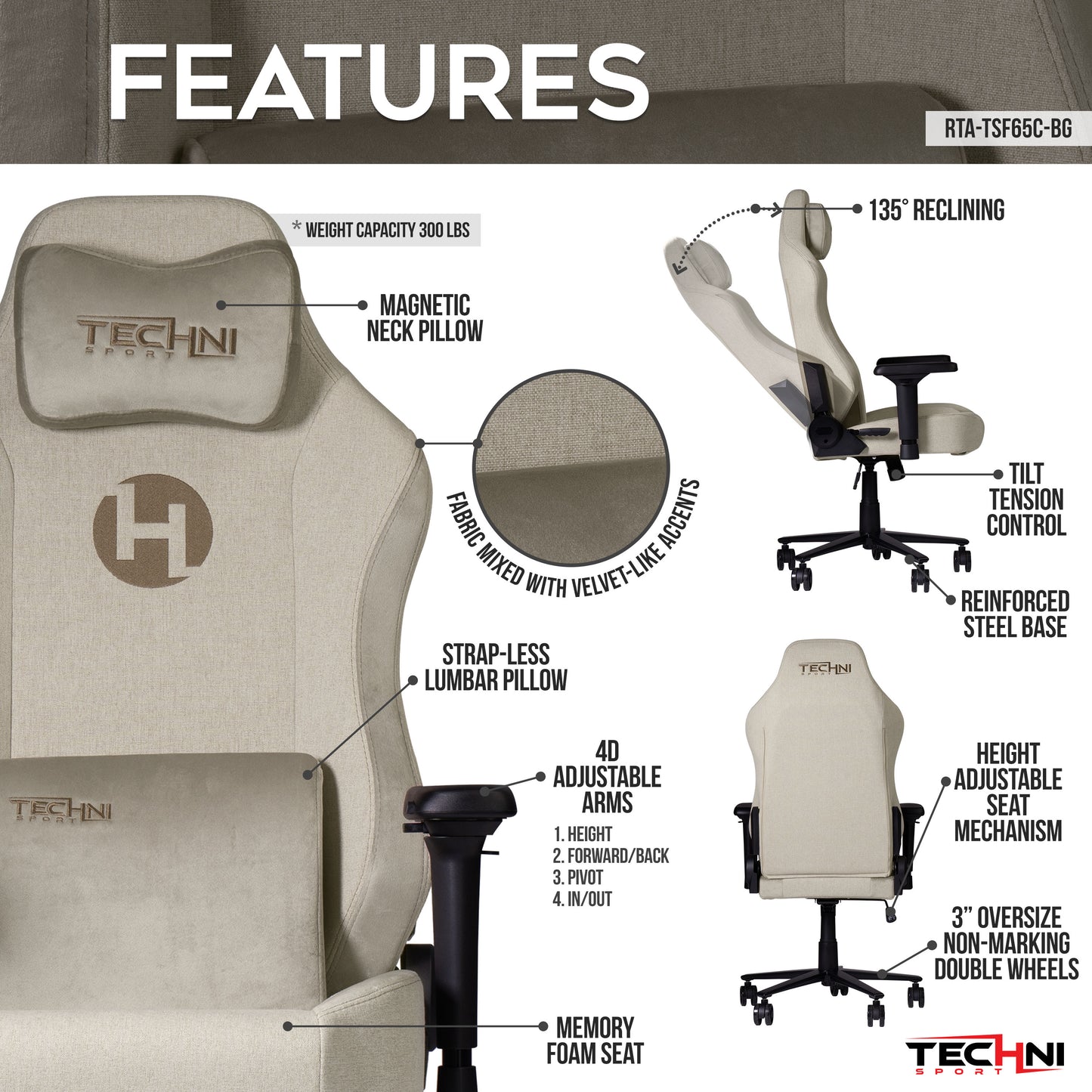 Orion Beige Gaming Chair