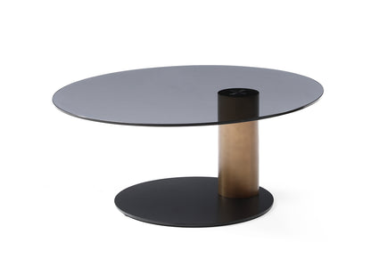 Renata Coffee Table Set in Smoke Glass, Black Metal & Brushed Bronze Metal by Whiteline Modern Living