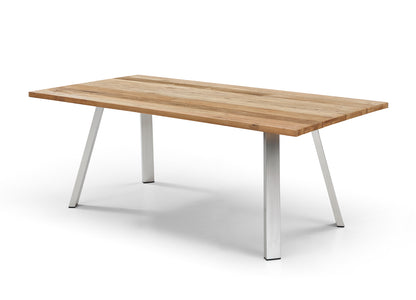 Rhea Outdoor 79" Dining Table in Recycled Teak Wood Slats & Brushed Stainless Steel by Whiteline Modern Living