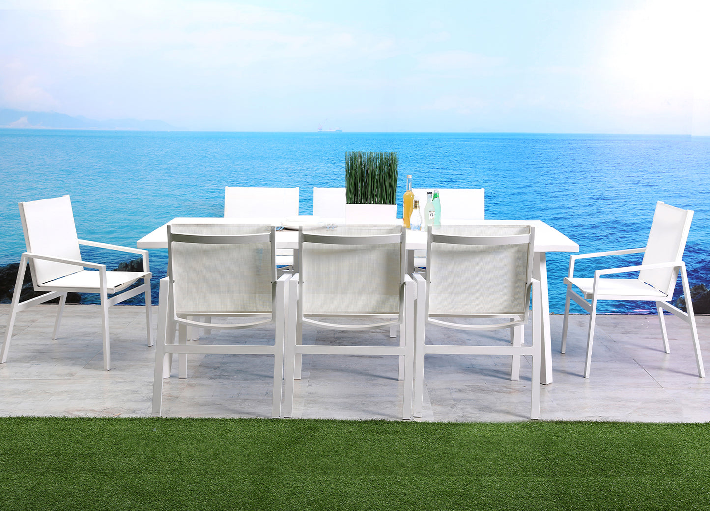 Rio Indoor Outdoor Dining Arm Chair in White Aluminum (Set of 2) by Whiteline Modern Living