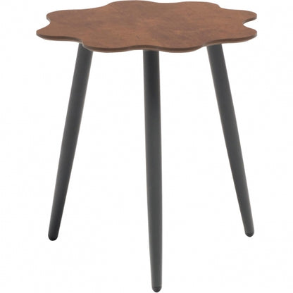 Flora 18" Outdoor Flower Shape Side Table Walnut Finish Laminate & Black by Whiteline Modern Living