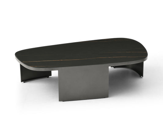 Tori 42" Coffee Table in Black & Gold Ceramic & Grey Metal by Whiteline Modern Living