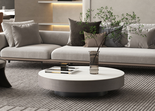 Cory Coffee Table in White Ceramic & Grey Oak Veneer by Whiteline Modern Living