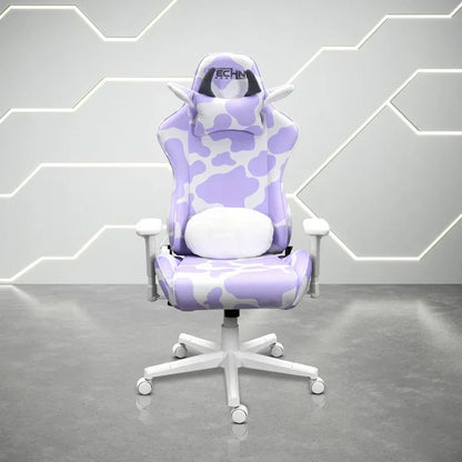 Techni Sport TS85 Lavender Cow Series Gaming Chair with Memory Foam Seat