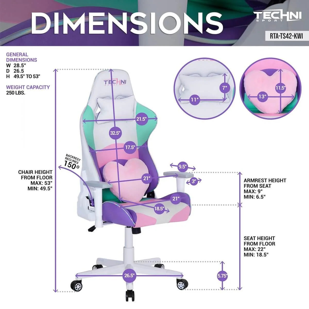 Techni Sport TS-42 Kawaii Office-PC Gaming Chair RTA-TS42-KWI