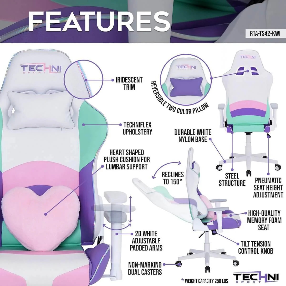 Techni Sport TS-42 Kawaii Office-PC Gaming Chair RTA-TS42-KWI