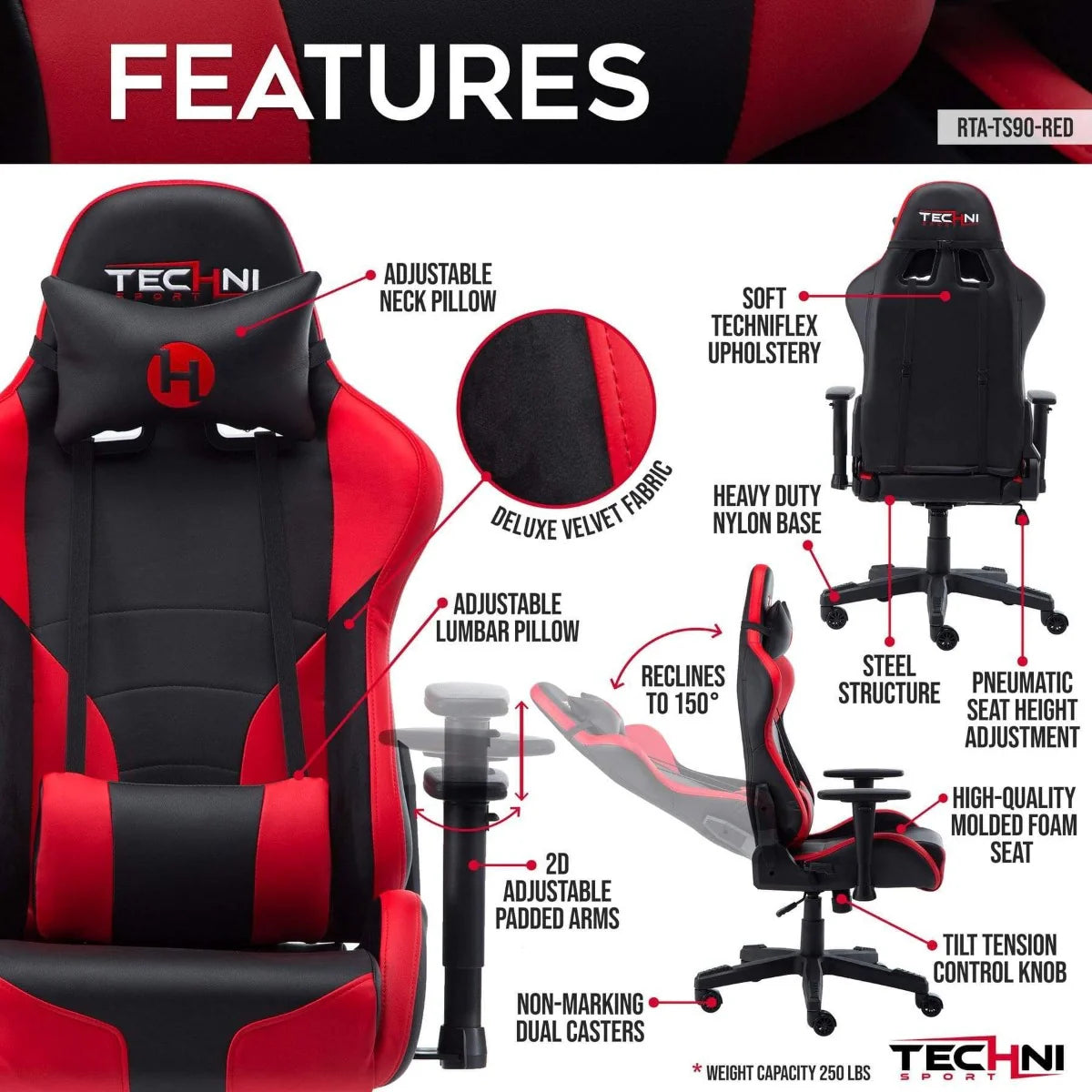 Techni Sport TS-90 Red Office-PC Gaming Chair