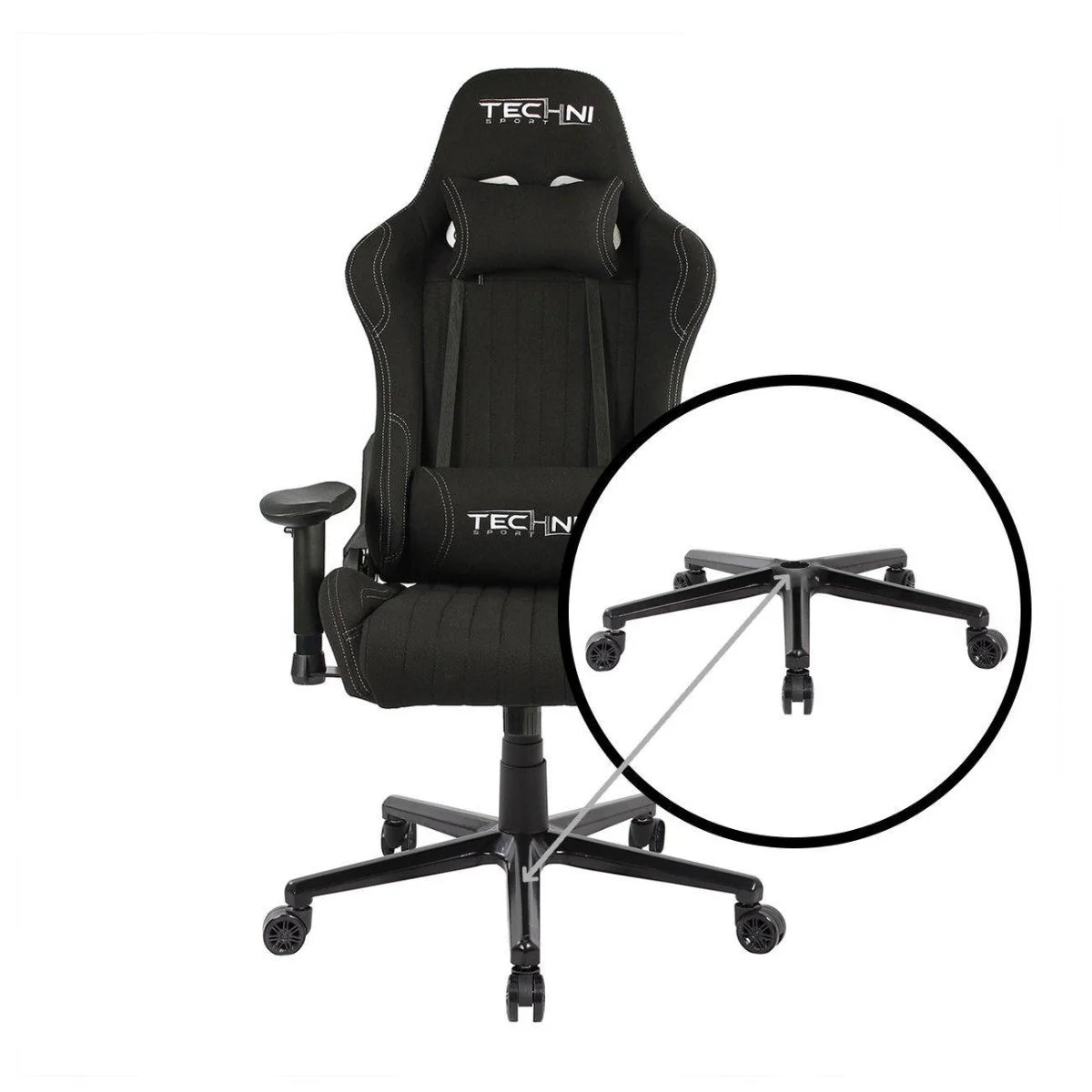 Techni Sport TS-F44 Black Fabric Ergonomic High Back Racer Style PC Gaming Chair