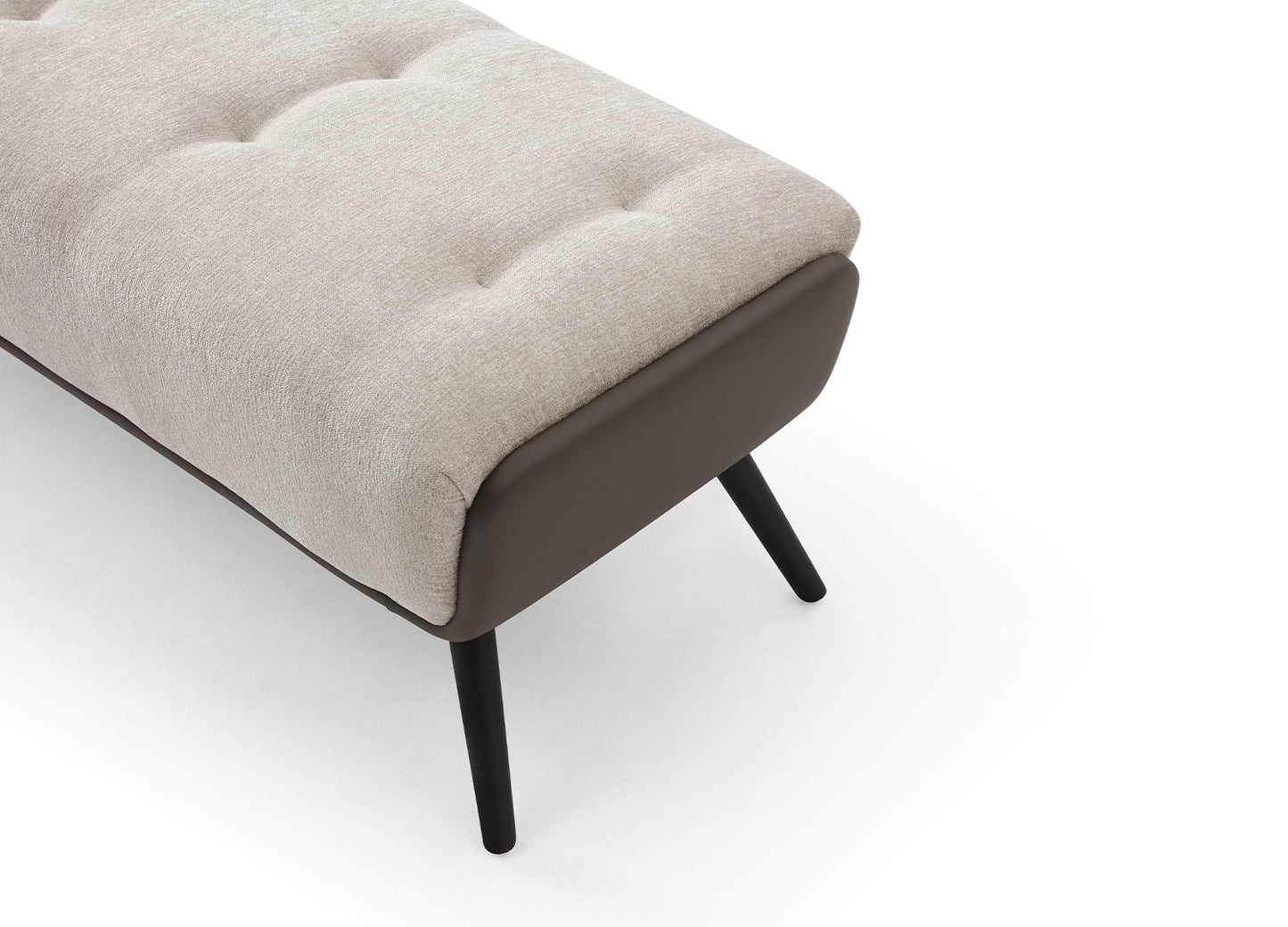 Teddy Bench in Tufted Beige, Dark Grey Eco Leather & Black Sanded Steel by Whiteline Modern Living