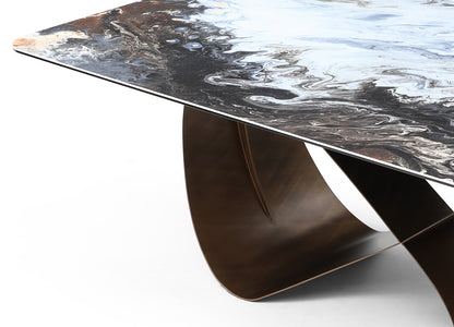 Tiffany 94" Dining Table in Tempered Glass & Brushed Bronze by Whiteline Modern Living