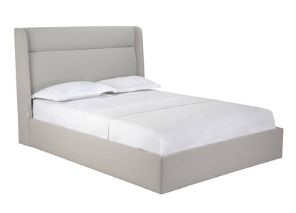 Tokyo Queen Bed w/ Side Edge Headboard in Light Grey Fabric by Whiteline Modern Living