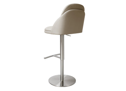 Tommy Swivel Adjustable Bar Stool in Light Grey Leatherette & Brushed Stainless by Whiteline Modern Living