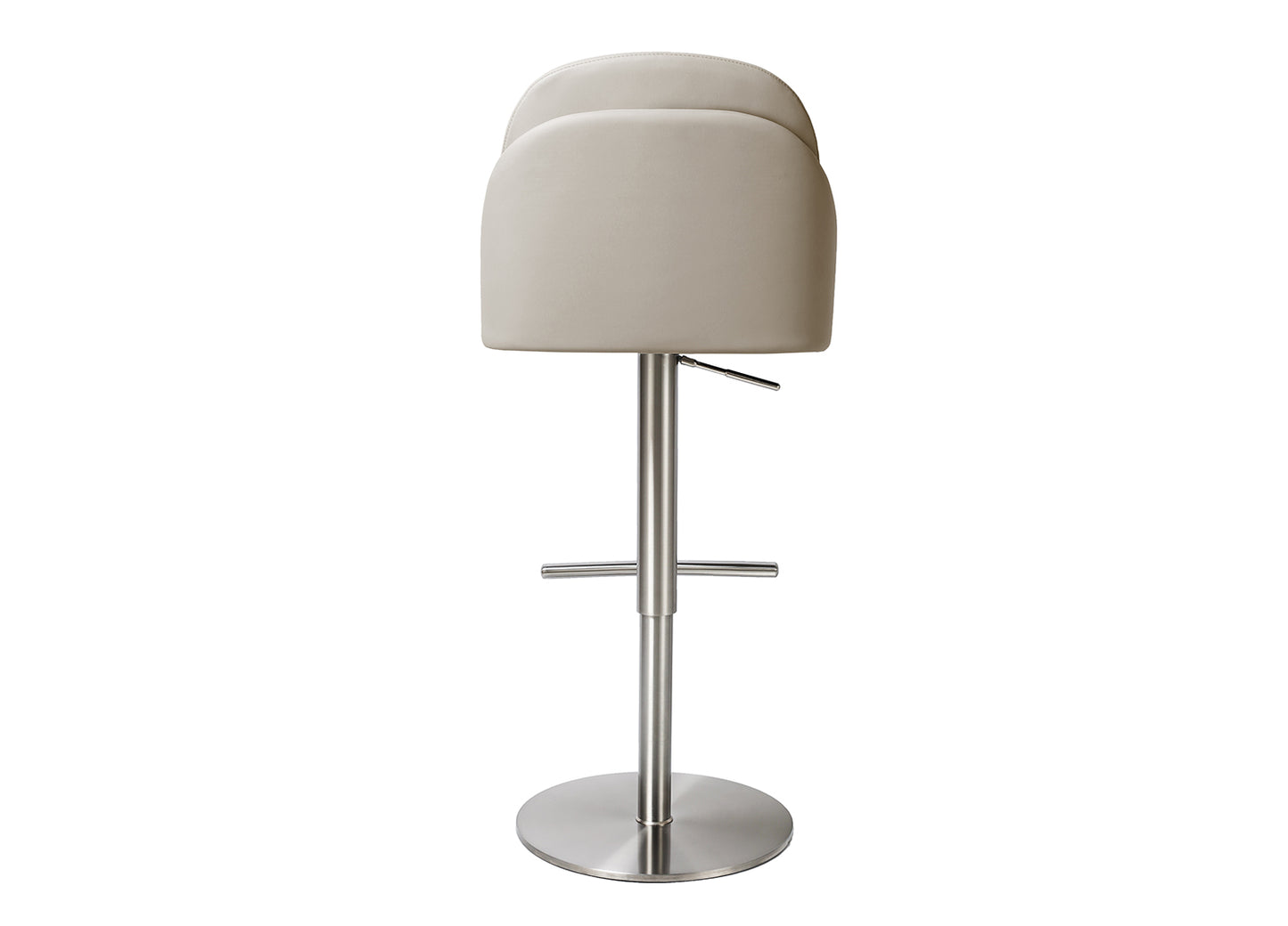 Tommy Swivel Adjustable Bar Stool in Light Grey Leatherette & Brushed Stainless by Whiteline Modern Living