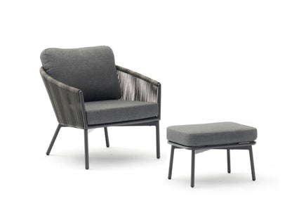 Yarrow Outdoor Accent Chair & Ottoman in Gray Wicker, Fabric & Metal by Whiteline Modern Living