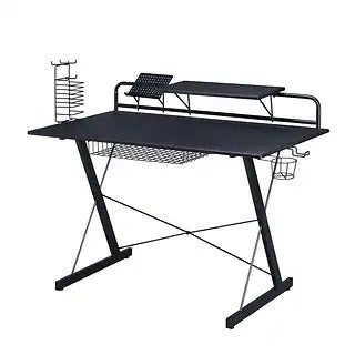 Techni Sport RTA-TS200-BK Carbon Computer Gaming Desk with Shelving; Black - 47.25 x 23.5 x 41.5 in.