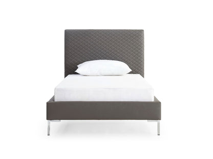 Liz Twin Bed in Dark Gray Leatherette & Chrome