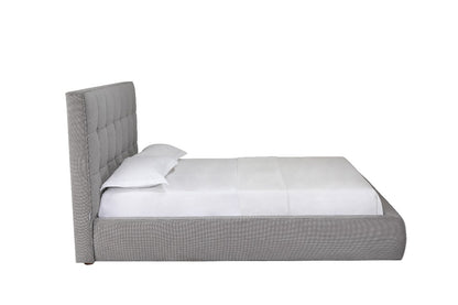 Dexter Queen Bed in Tufted Grey Fabric