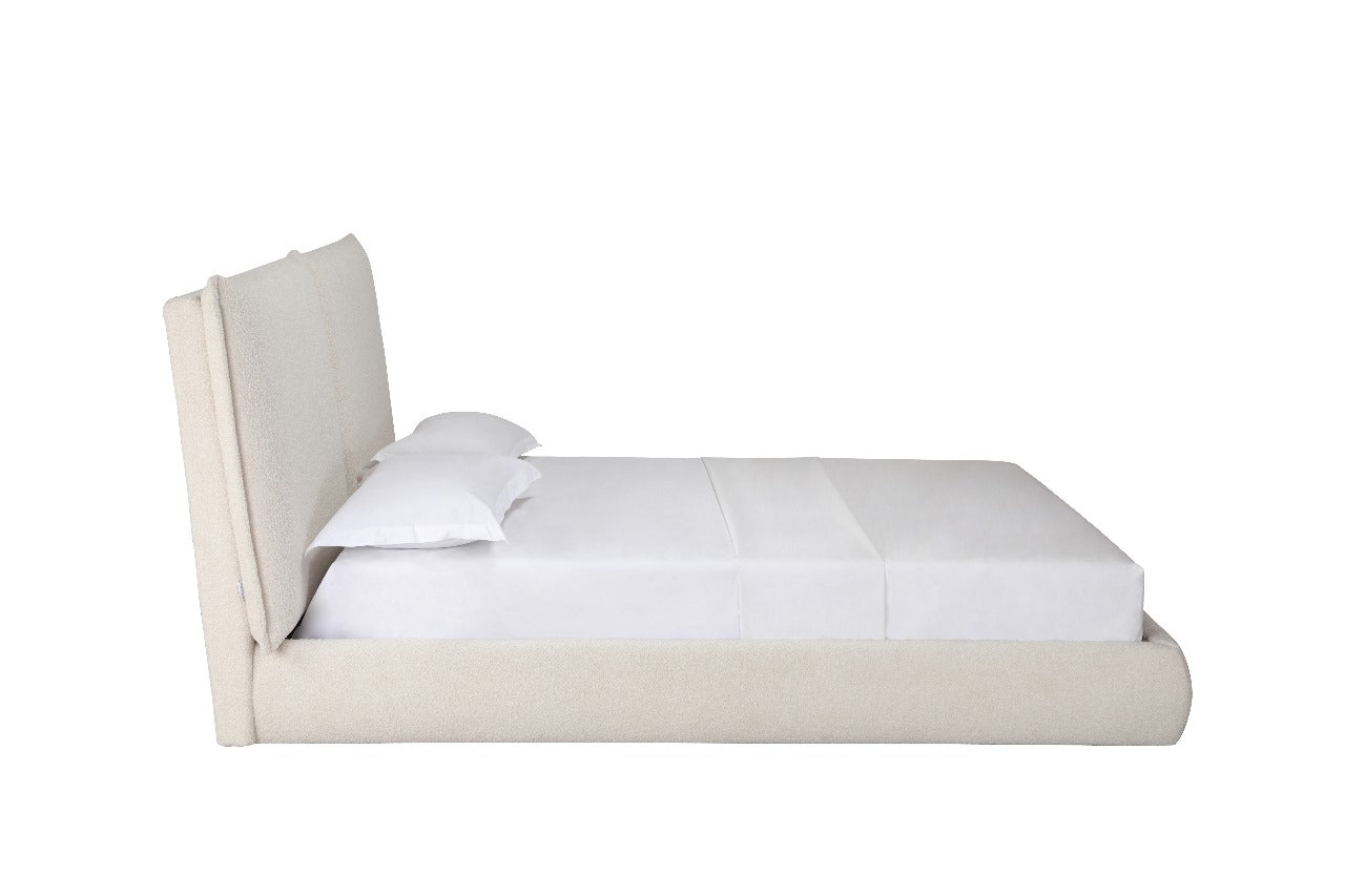 Eric Split Headboard Queen Bed in Beige Fabric