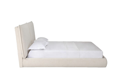 Eric Split Headboard Queen Bed in Beige Fabric