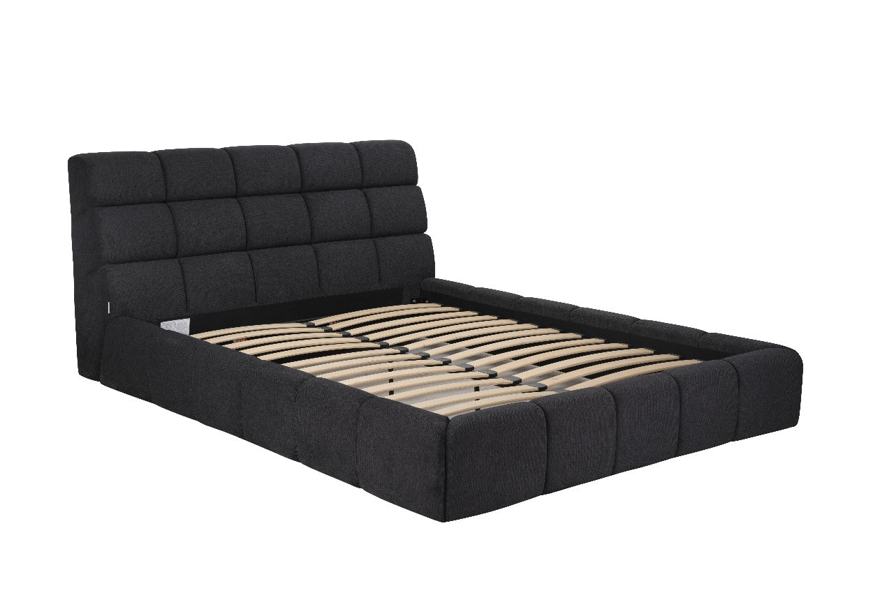 Owen Queen Bed in Tufted Dark Grey Fabric