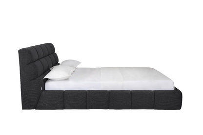 Owen Queen Bed in Tufted Dark Grey Fabric