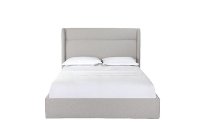 Tokyo Queen Bed w/ Side Edge Headboard in Light Grey Fabric