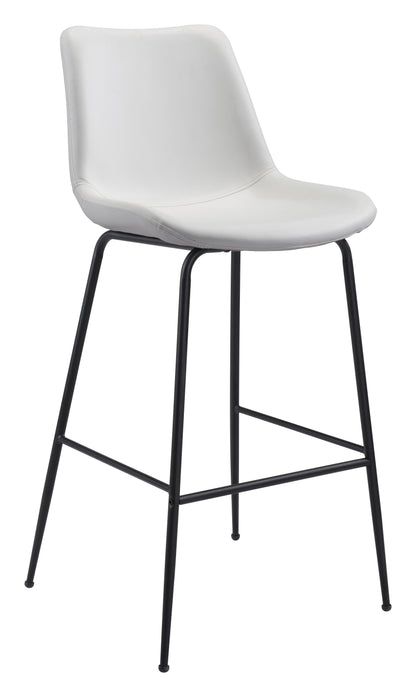 White Bar Chair – Bantry Swivel Seat with White Upholstery & Metal Base