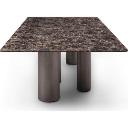 Envie 108" Dining Table in Gloss Dark Emperador Marble & Polished Black Bronze by Whiteline Modern Living