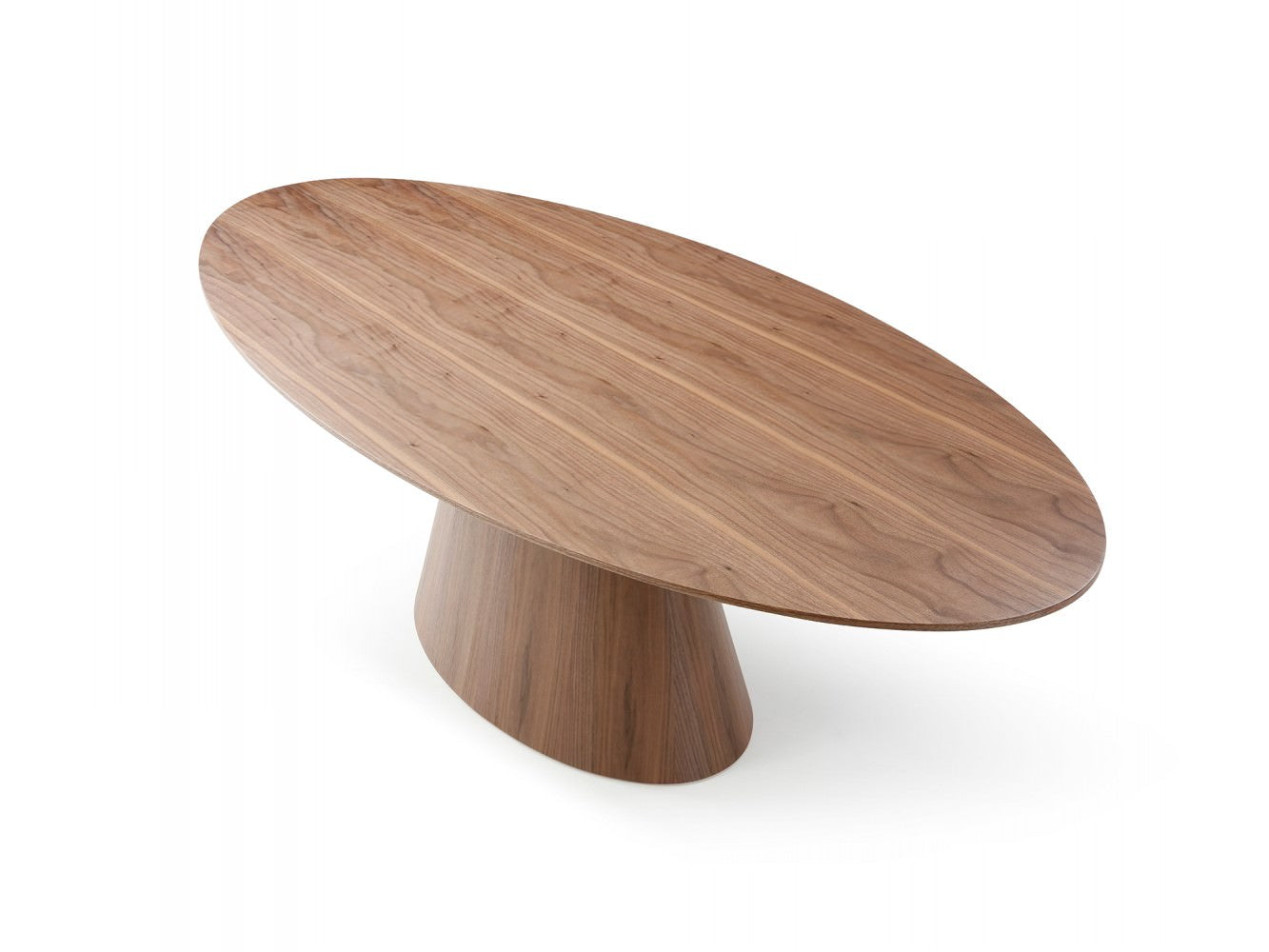 Bruno 95" Oval Pedestal Dining Table in Grey Oak Veneer by Whiteline Modern Living