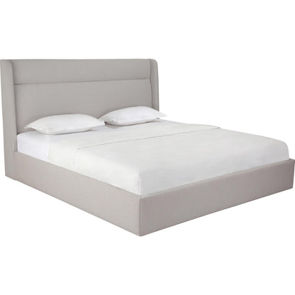 Tokyo King Bed w/ Side Edge Headboard in Light Grey Fabric by Whiteline Modern Living