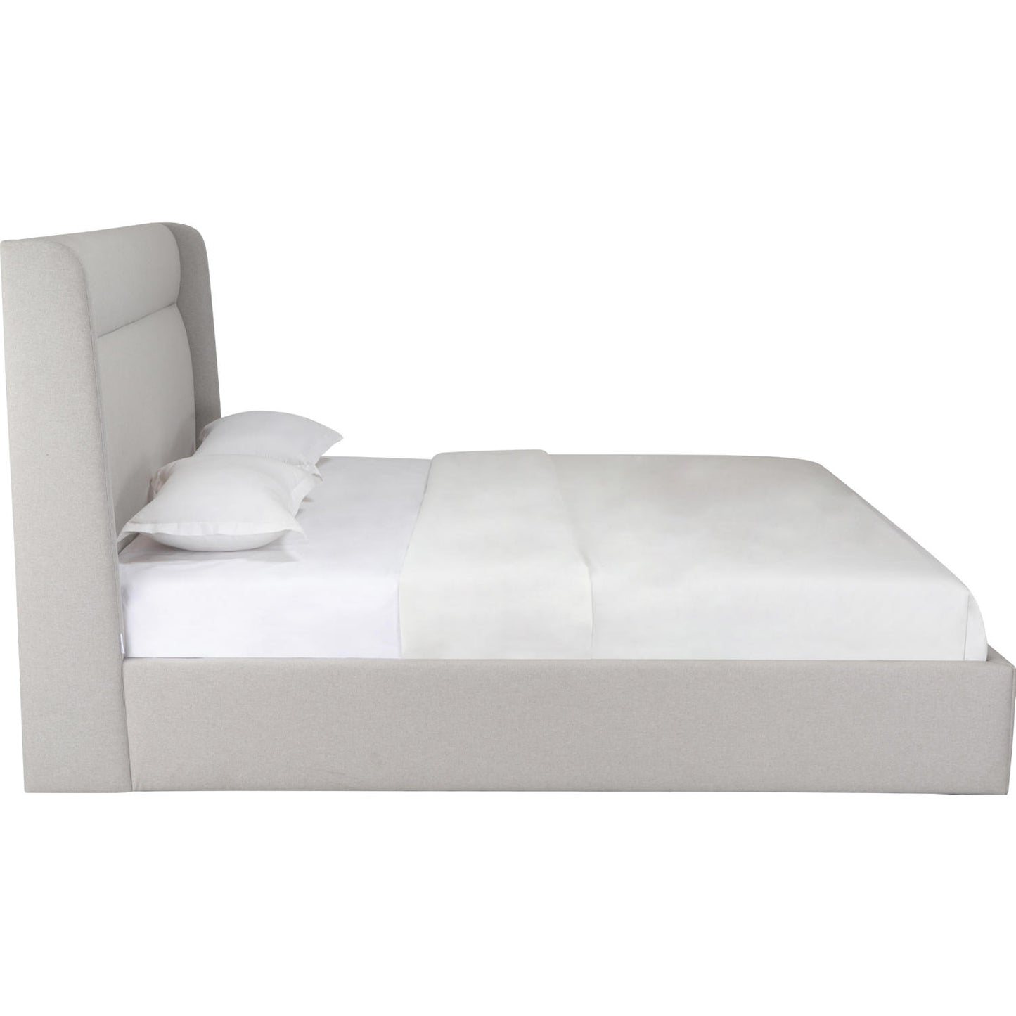 Tokyo King Bed w/ Side Edge Headboard in Light Grey Fabric by Whiteline Modern Living