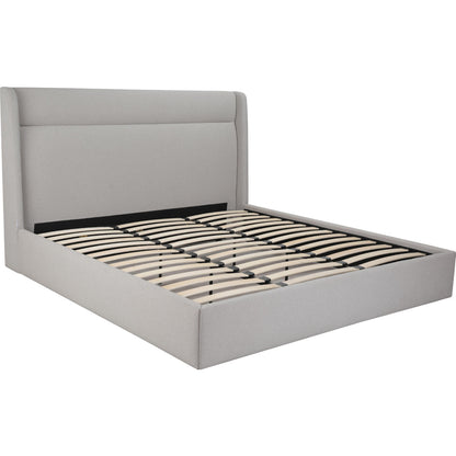 Tokyo King Bed w/ Side Edge Headboard in Light Grey Fabric by Whiteline Modern Living