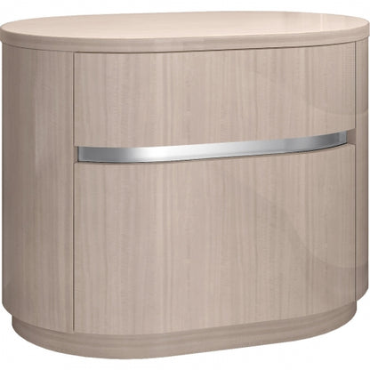 Waves Nightstand in High Gloss Beige (Set of 2) by Whiteline Modern Living